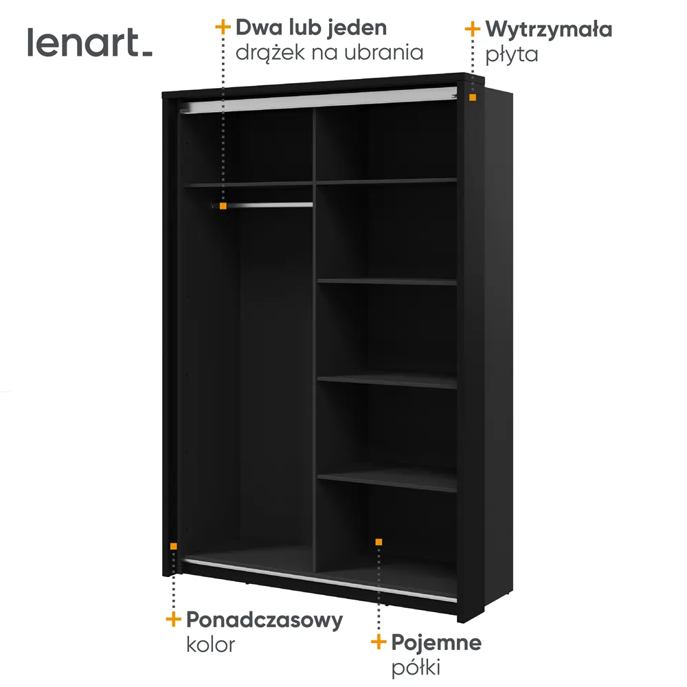 Szafa 2-drzwiowa z lustrem ARTI AR-21 150cm dąb artisan/czarna - AR21DAC