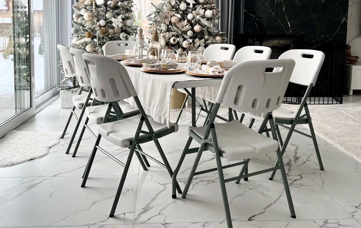 Zestaw 4 szt. krzeseł cateringowych składanych - biały - FE5906480913029