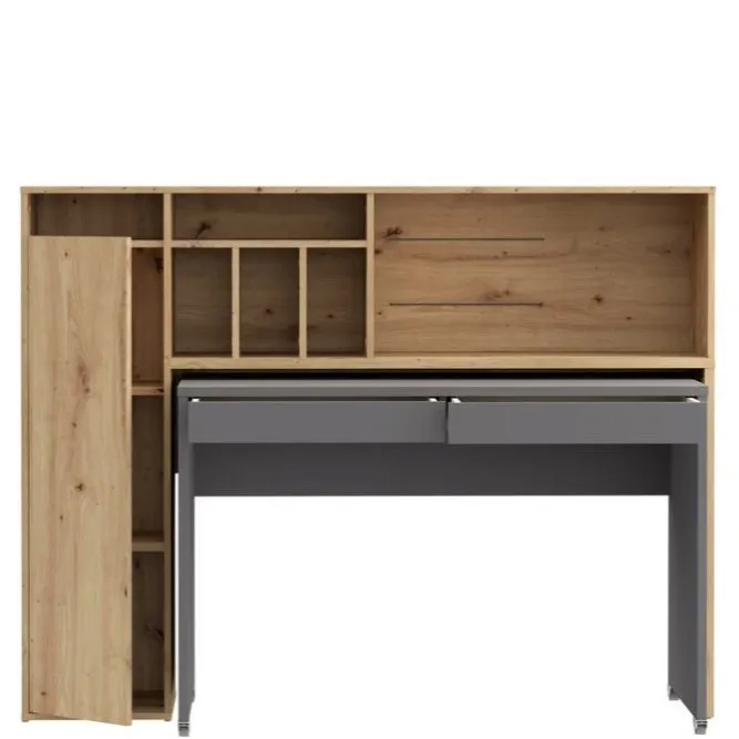 Biurko TRYNIDAD z regałem - dab artisan, szary - EGRB331L-C818