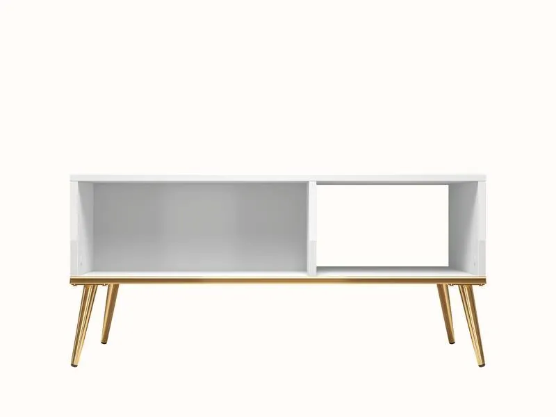 Stolik kawowy GOLDIN 08 z półką 60x90 cm biały złoty