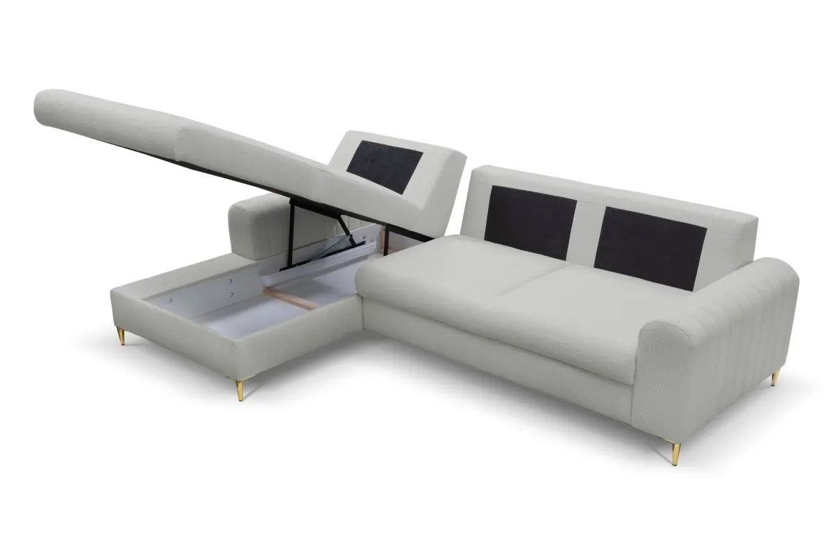 Narożnik rozkładany z pojemnikiem MONACO LOFT 251 cm lewy popielaty - MONACO_NAR_LOFT18_L