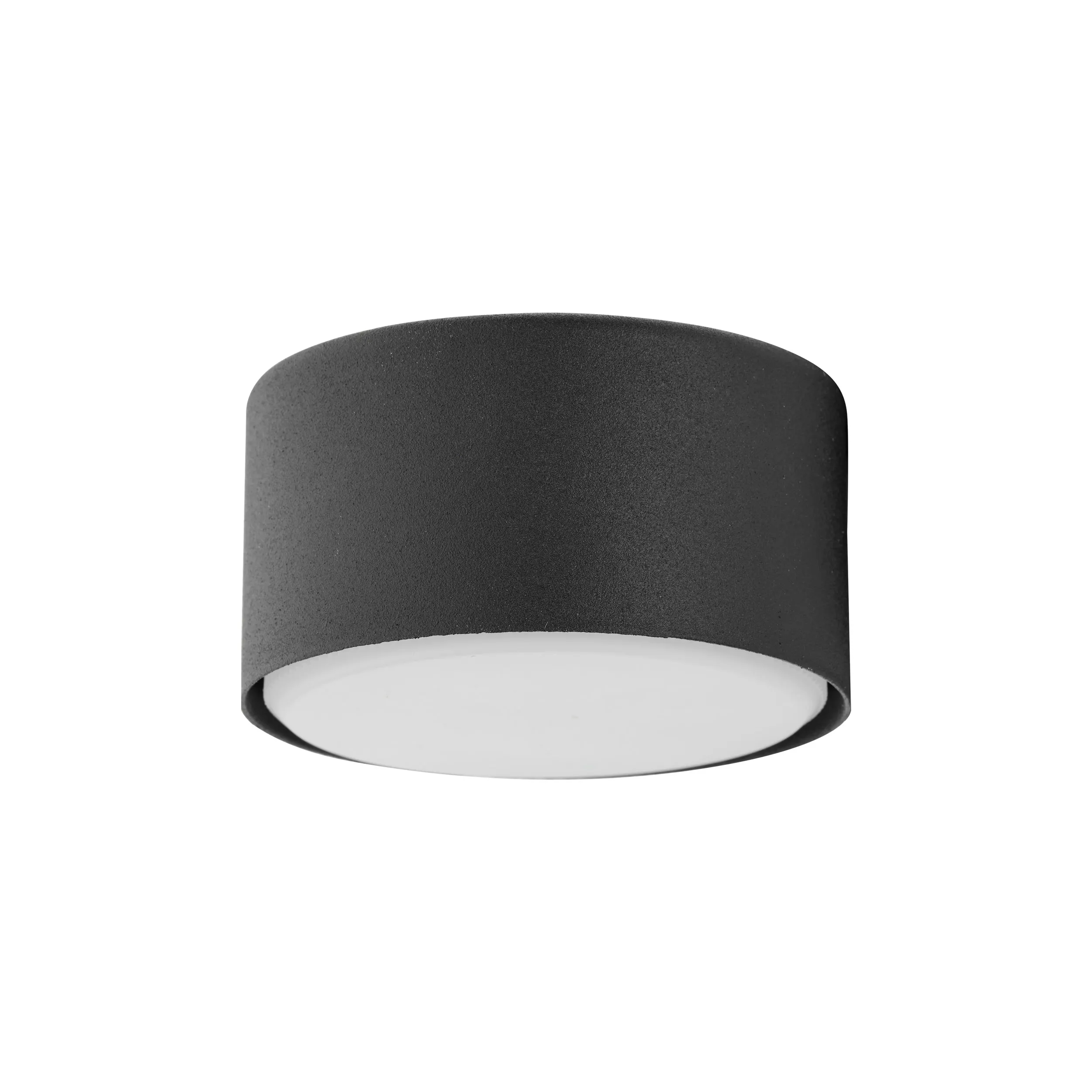 Lampa sufitowa TOP czarna faktura z białym kloszem okrągła 8x4cm Lampa sufitowa TOP czarna faktura z białym kloszem okrągła 8x4cm