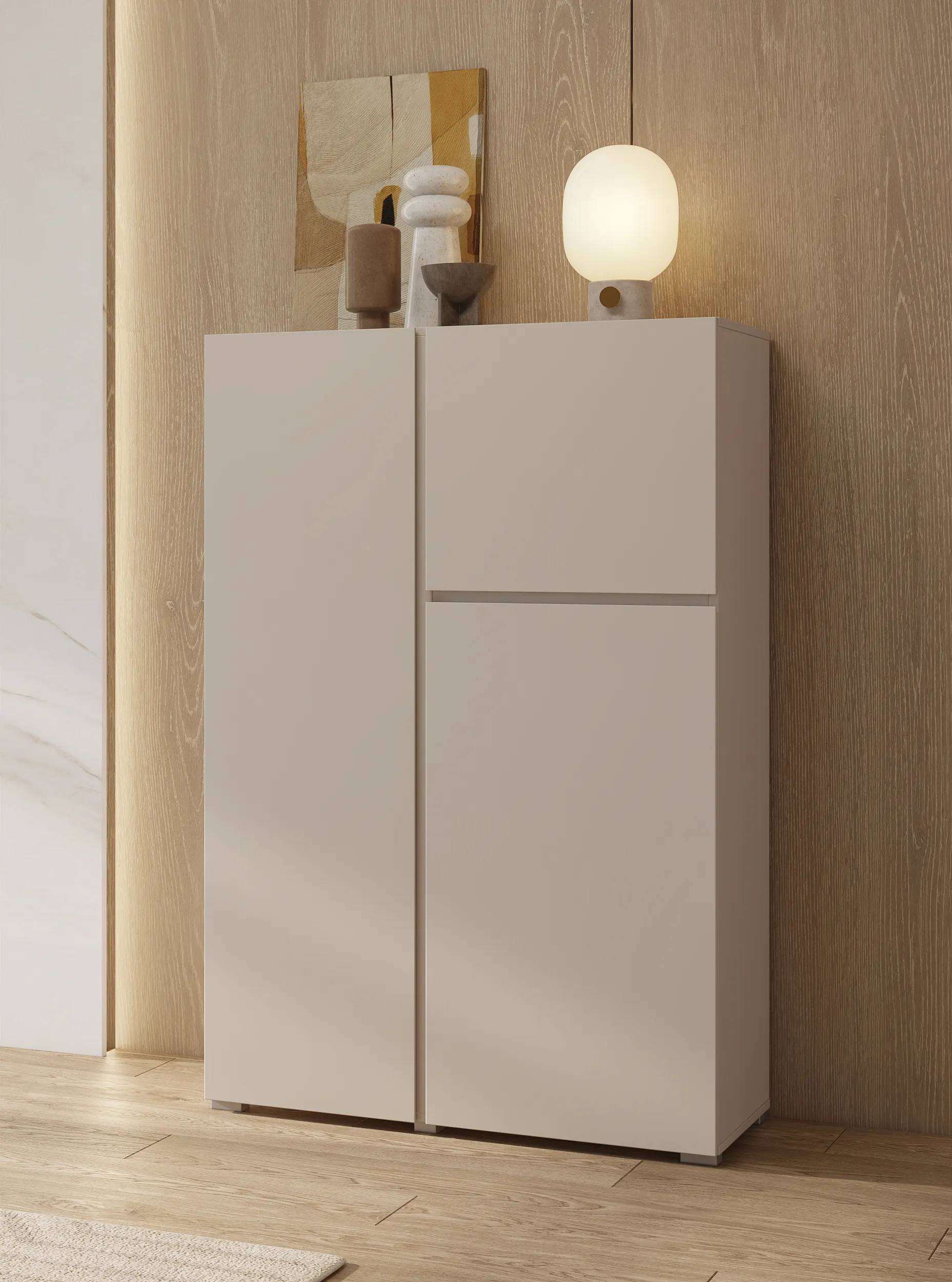 szafka, komoda, szafka z dwoma drzwiami, meble do salonu, lampka stołowa