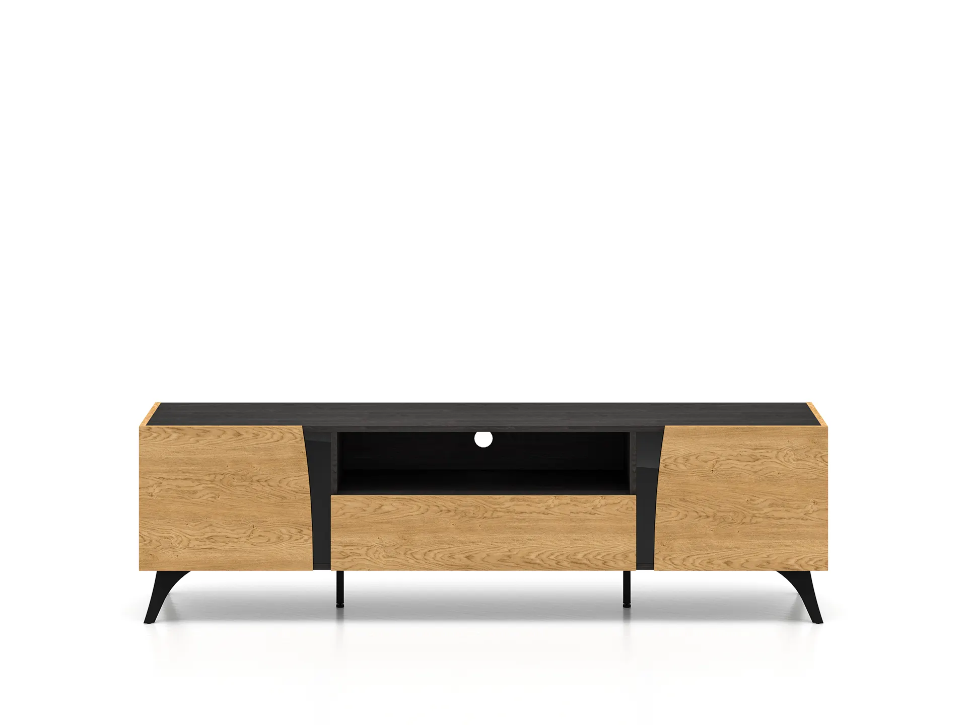 Szafka RTV 2-drzwiowa z szufladą TOSCANIA 06 dąb baltic dune jesion prestige czarny - 1TOSC06-001