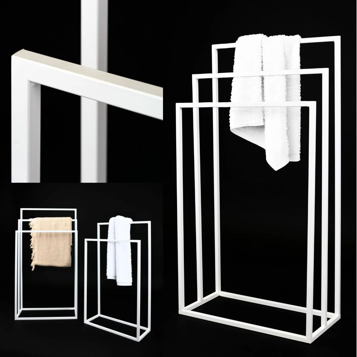 Stojak na ręczniki metalowy NANCY L biały - LD_TZ000096