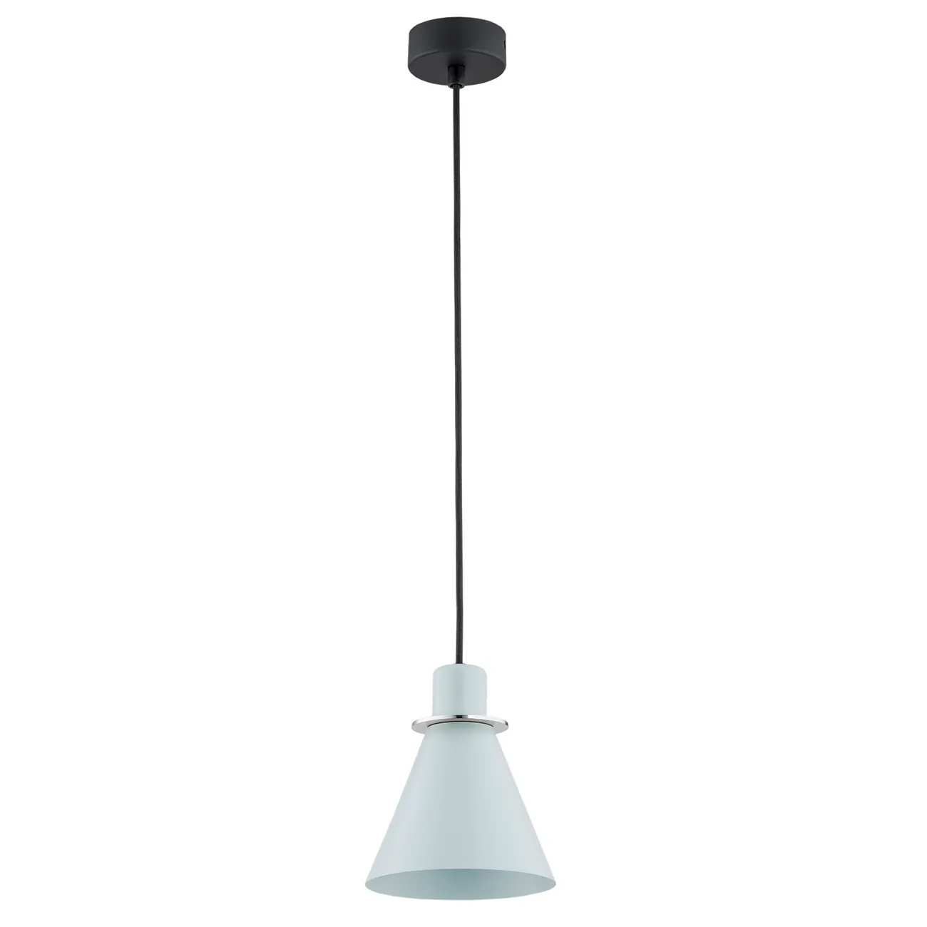 Lampa wisząca BEVERLY błękitna chromowana z czarnym przewodem i podstawą 100x14cm - 4683