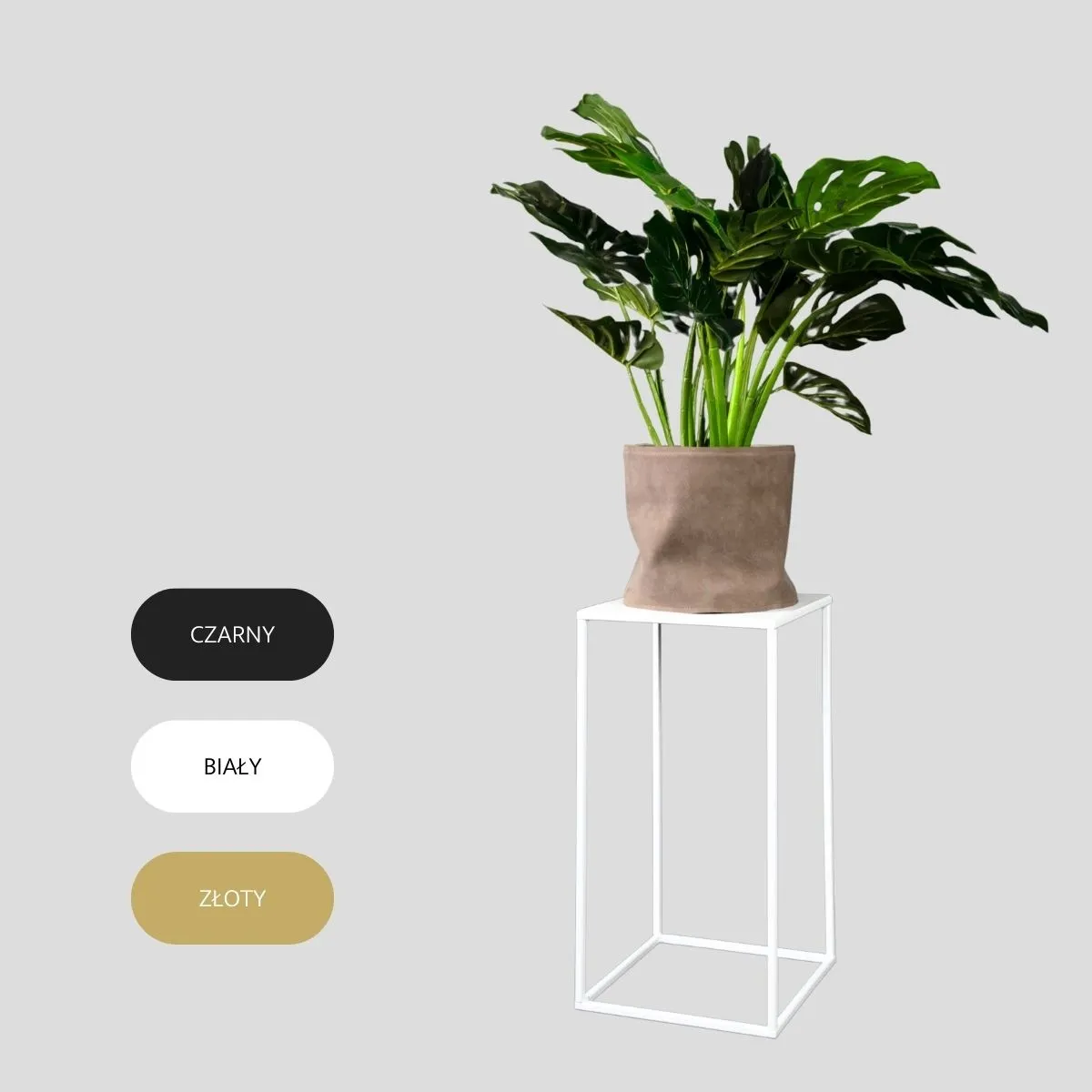 Kwietnik stojący metal drewno BREST S biały - LD_TZ000157