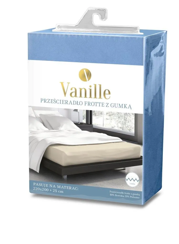 Prześcieradło frotte z gumką VANILLE 220X200+25 bawełna 80% niebieski - FARO_20551