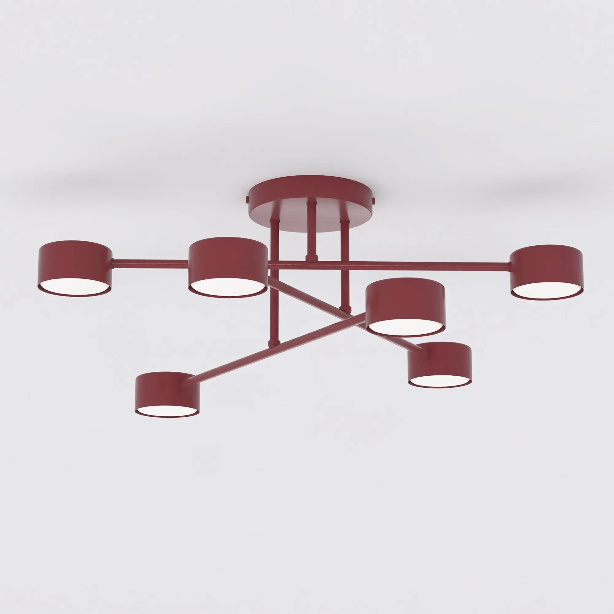 image lampa sufitowa, metalowa lampa, czerwona lampa, kula doświetlacz, nowoczesny design