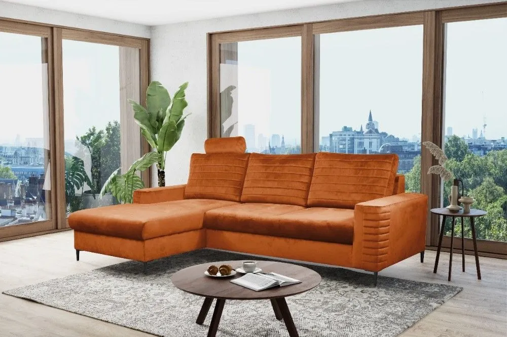 Narożnik rozkładany z pojemnikiem COLLIN VELLUTO 253 cm lewy ceglasty - COLILIN_NAR_VELLUTO33_L