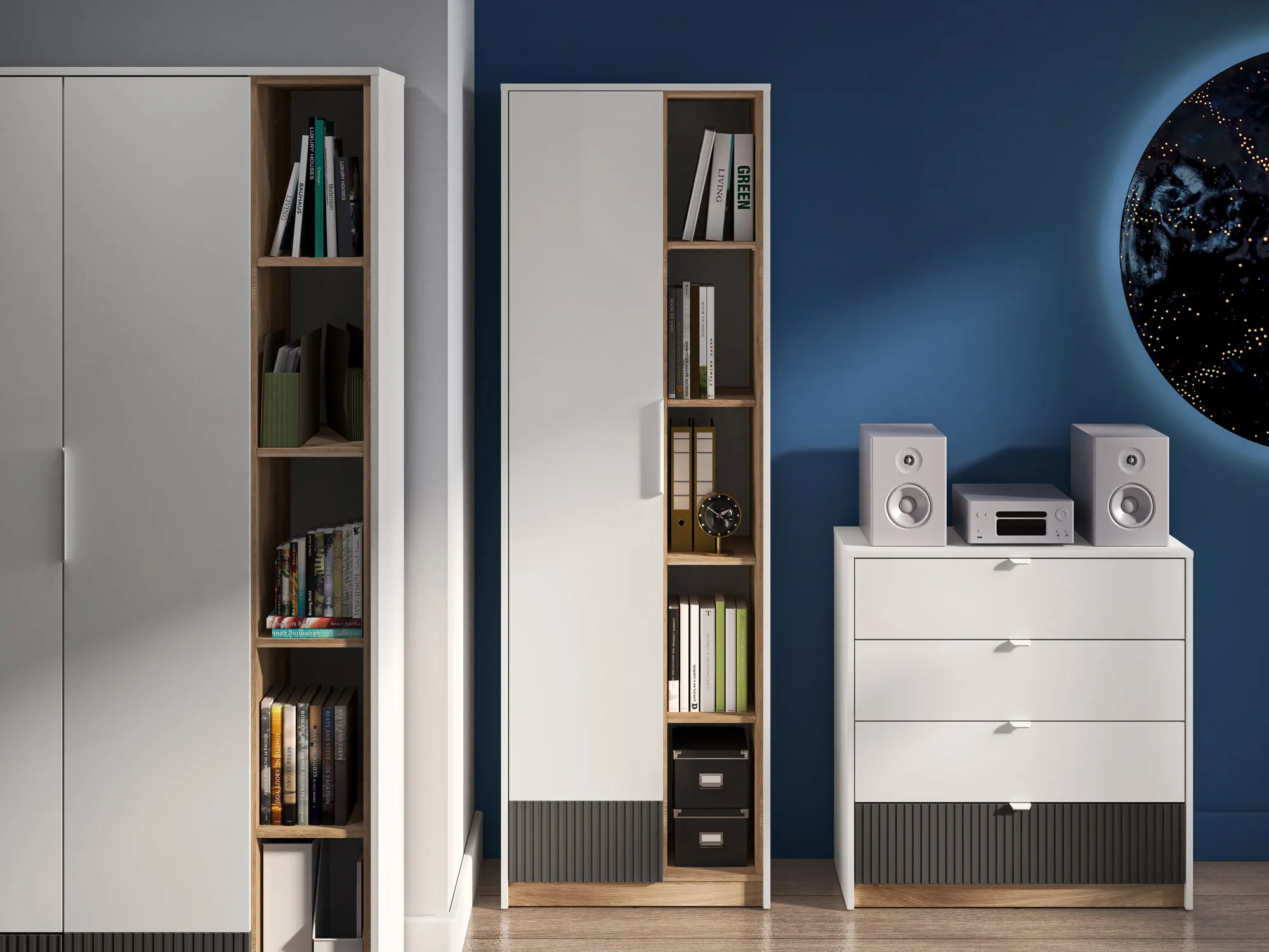 Bieliźniarka 1-drzwiowa TORINO 04 Biały, Castello, Grafit - 1TORI04-001