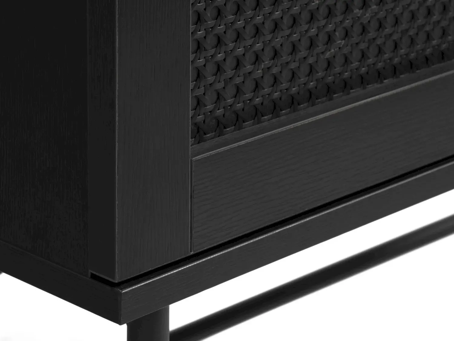 Komoda wysoka 2-drzwiowa PENSACOLA 80x135 rattan/czarny - UN_34531013