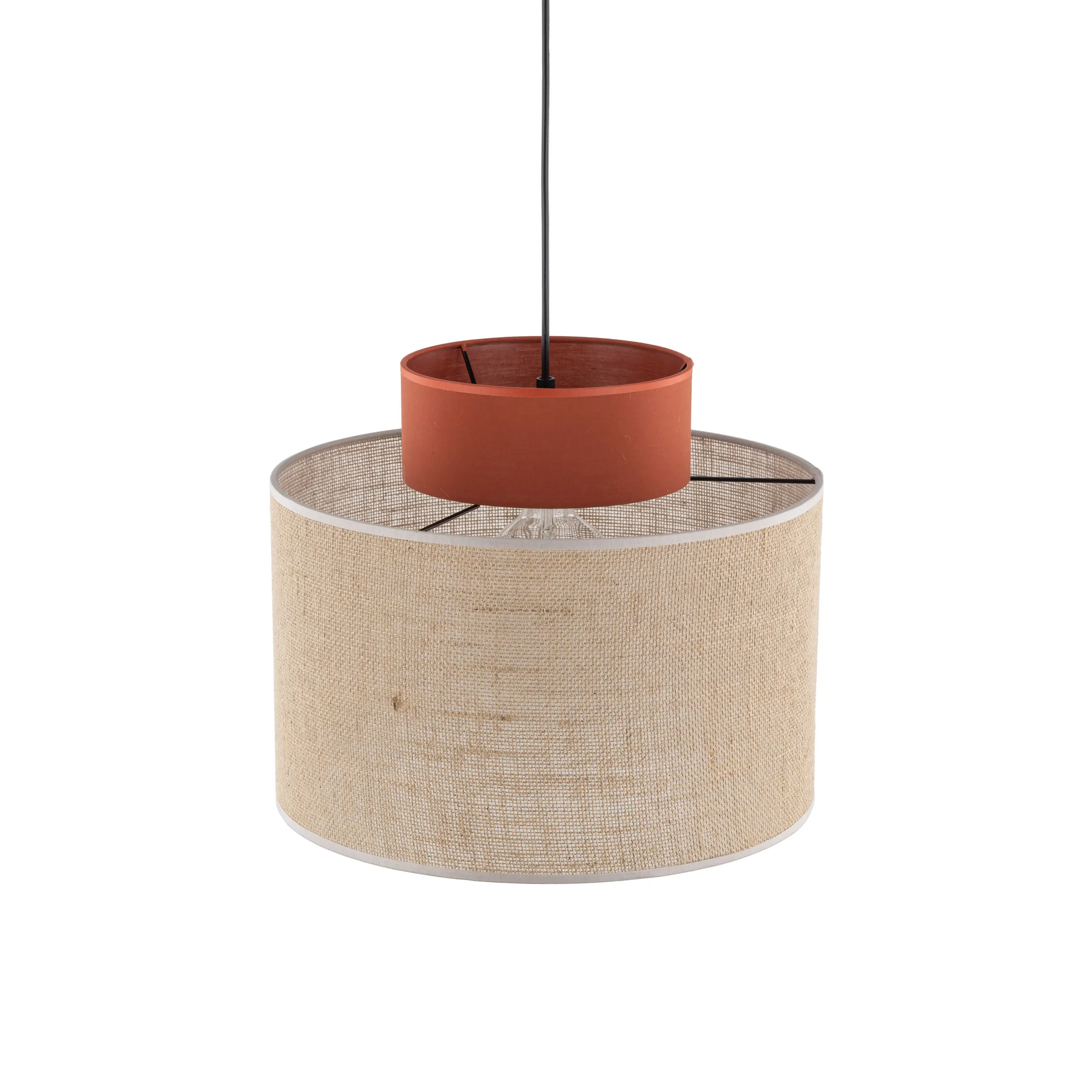 Lampa wisząca JUTA DUO 160x20 tkanina beżowo-ceglasta - TK_2785