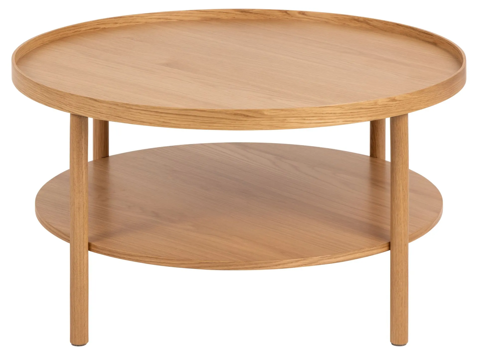 Stolik kawowy okrągły z półką BANBURY 80x42 Naturalny Stolik kawowy, Meble, Tabela, Krzesło, Drewno