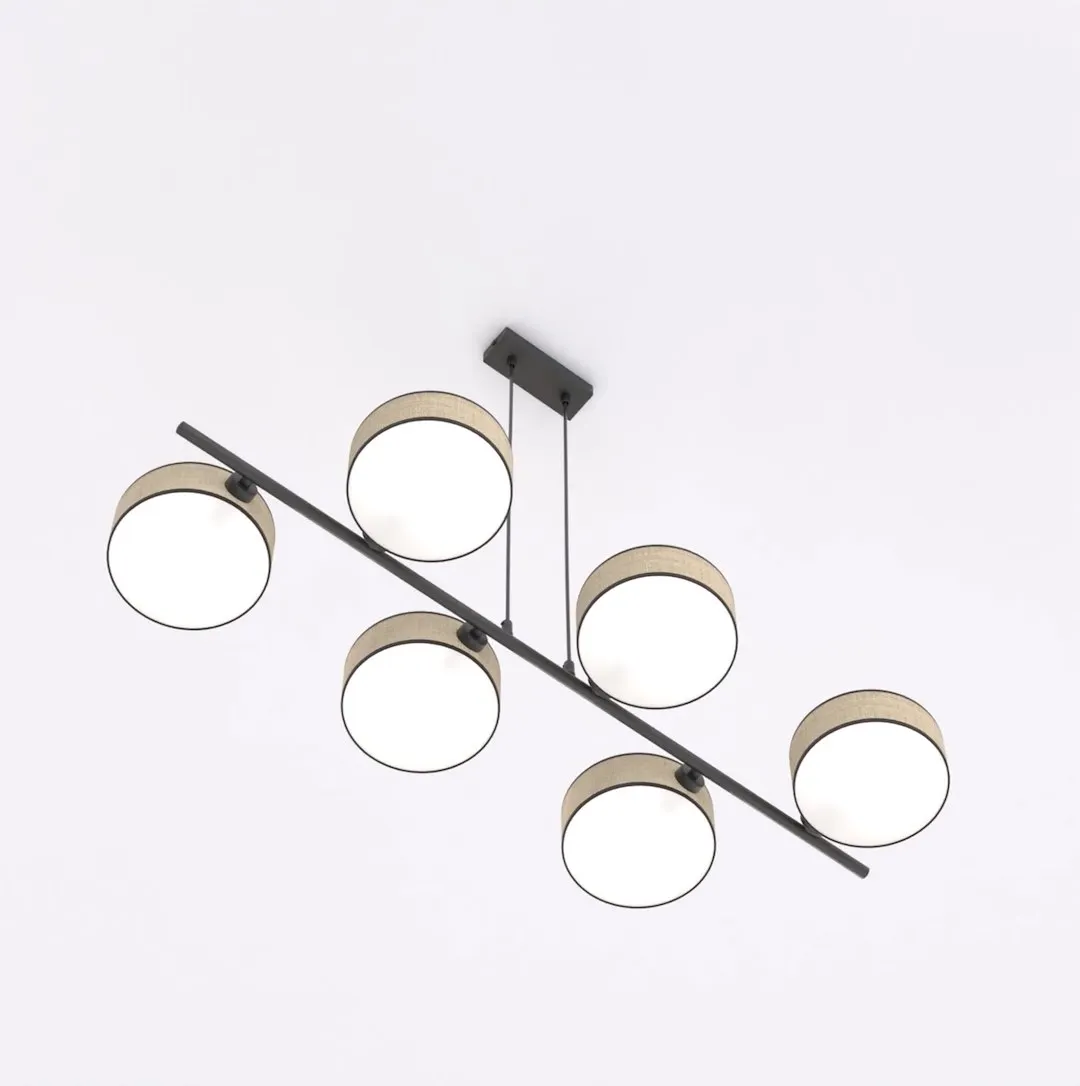 Lampa wisząca DRUMZ 6 abażur naturalny czarny - 1565/6