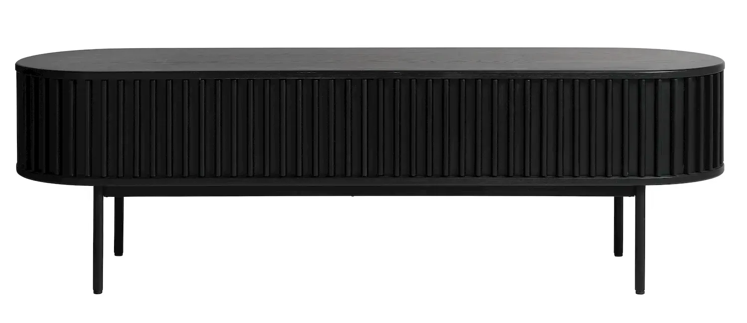 Szafka RTV 2-drzwiowa SIENA z szufladą ryflowana czarna - UN_46104640