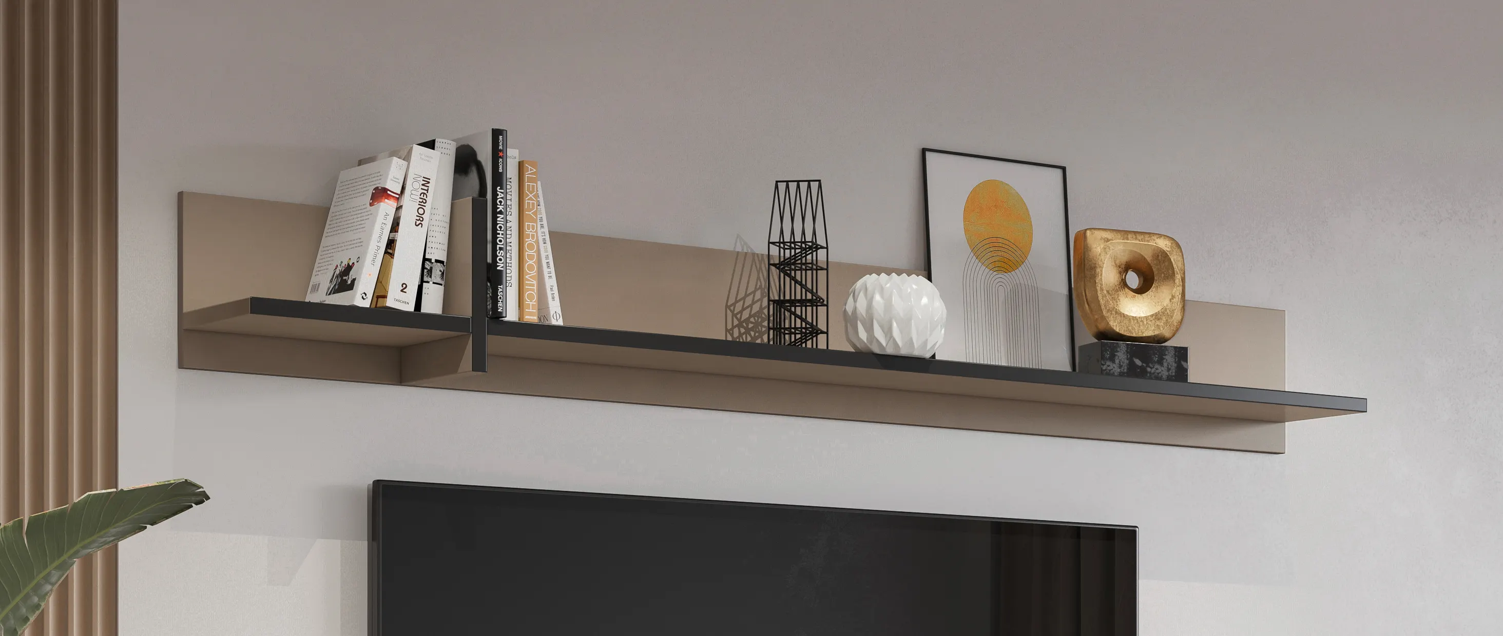 Półka ścienna CROSS 180 cm congo czarna - 24CWMY02