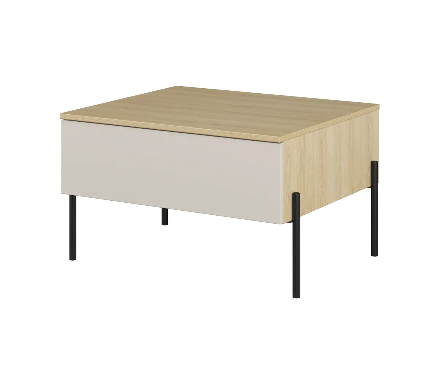 Stolik kawowy z szufladą ORE 61x70 cm dąb lindberg kaszmir czarne nóżki - 24LKOG98