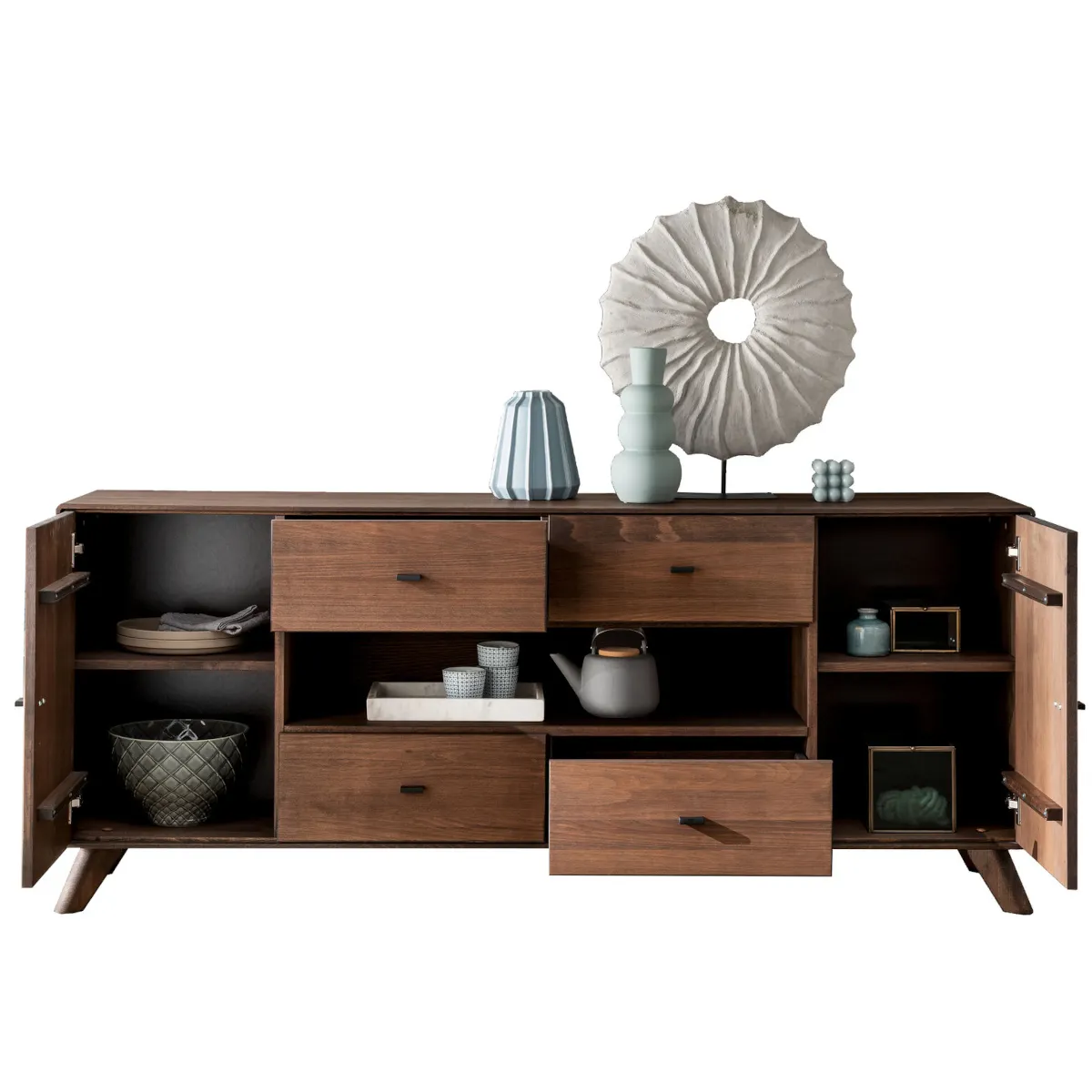 Komoda 2-drzwiowa z szufladami BLISS 180 cm drewniana bukowa - GK_103624060102