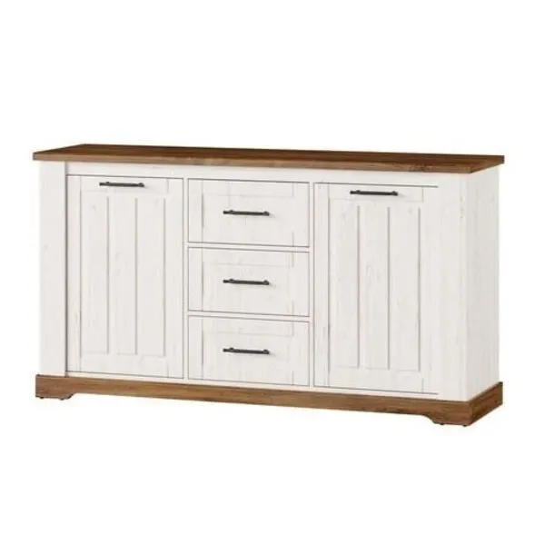 Komoda COUNTRY 45 2-drzwiowa z szufladami dąb naturalny biała 163x89x45cm Komoda COUNTRY 45 2-drzwiowa z szufladami dąb naturalny biała 163x89x45cm