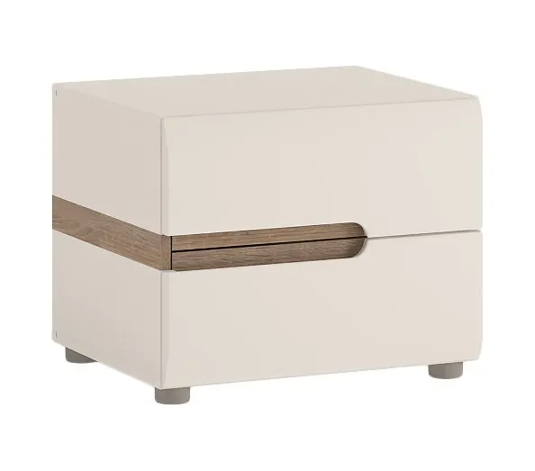 Szafka nocna z 2 szufladami LINATE TYP 96 Biały, Trufla, Biały połysk Szafka nocna z 2 szufladami LINATE TYP 96 Biały, Trufla, Biały połysk