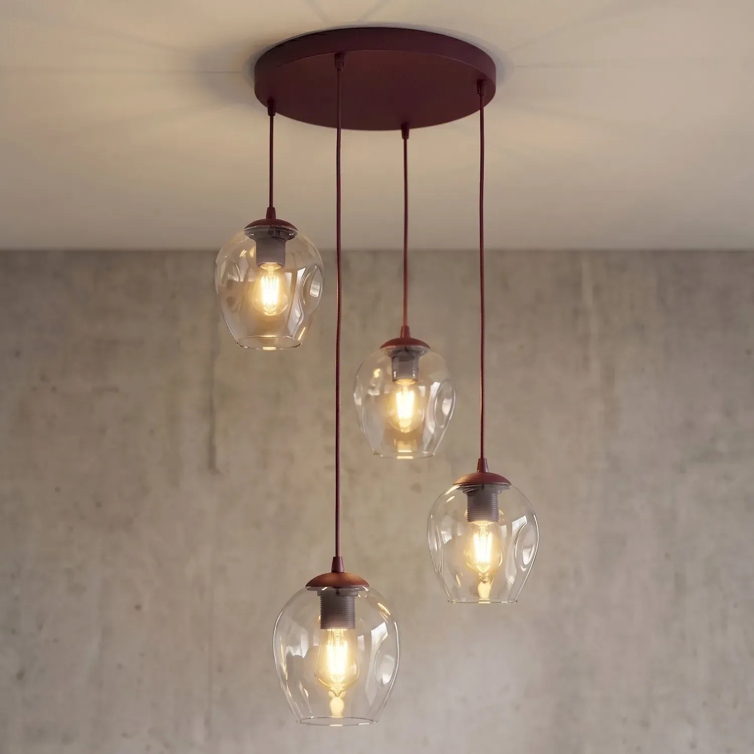 Lampa sufitowa ISTAR 4 PREM burgundowy transparentny - 1784/4PREM