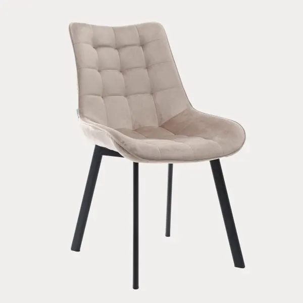 Krzesło tapicerowane welurowe COLIN beżowe Meble, Krzesło