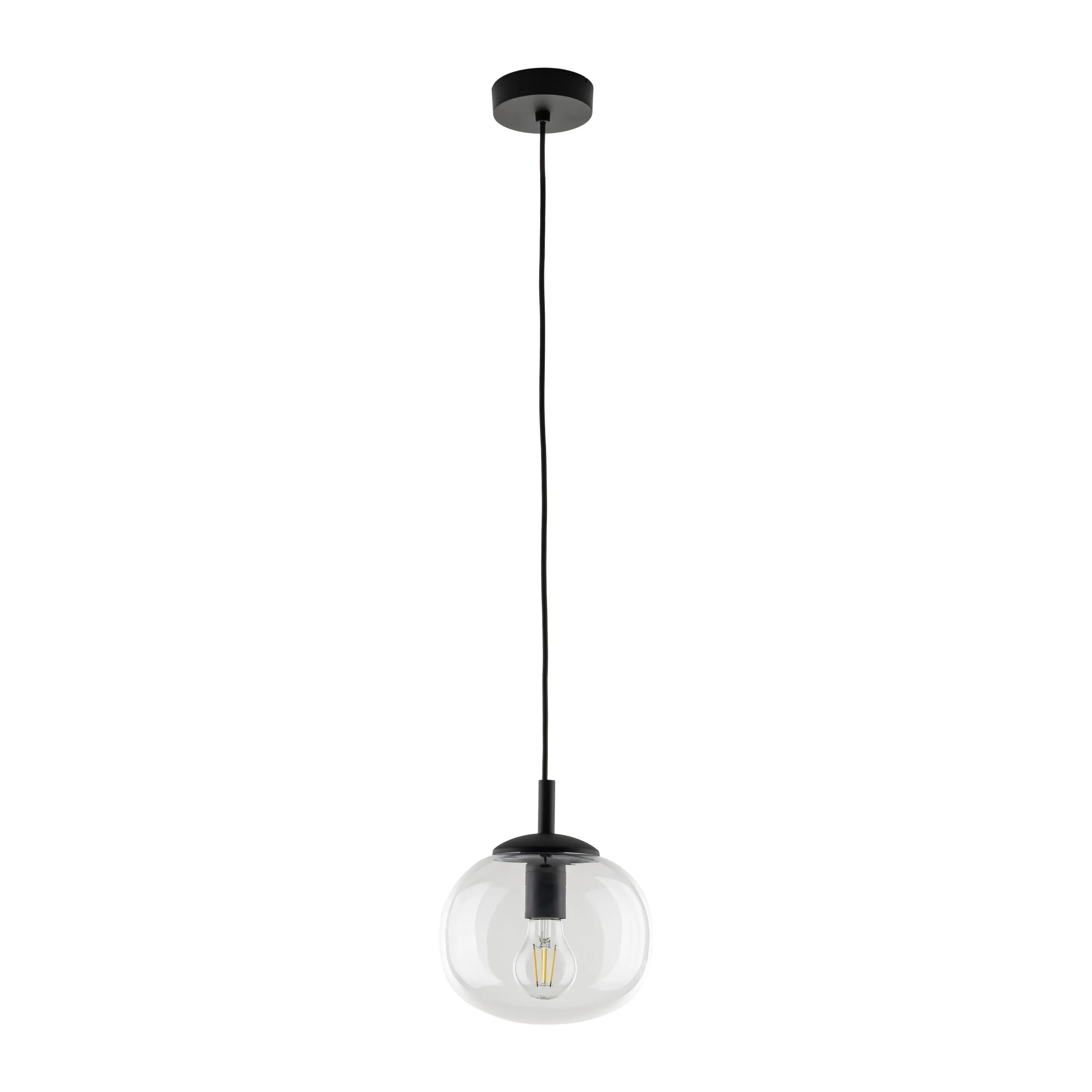 Lampa wisząca VIBE czarna z transparentnym szklanym okrągłym kloszem 160x20cm