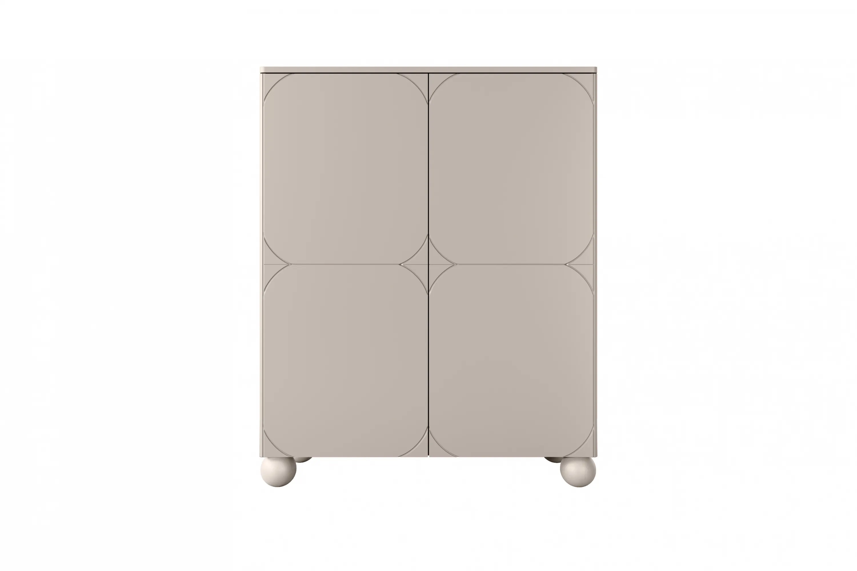 Komoda wysoka 2-drzwiowa z 2 szufladami SONATIA 120cm cashmere nogi kule — zdjęcie 2