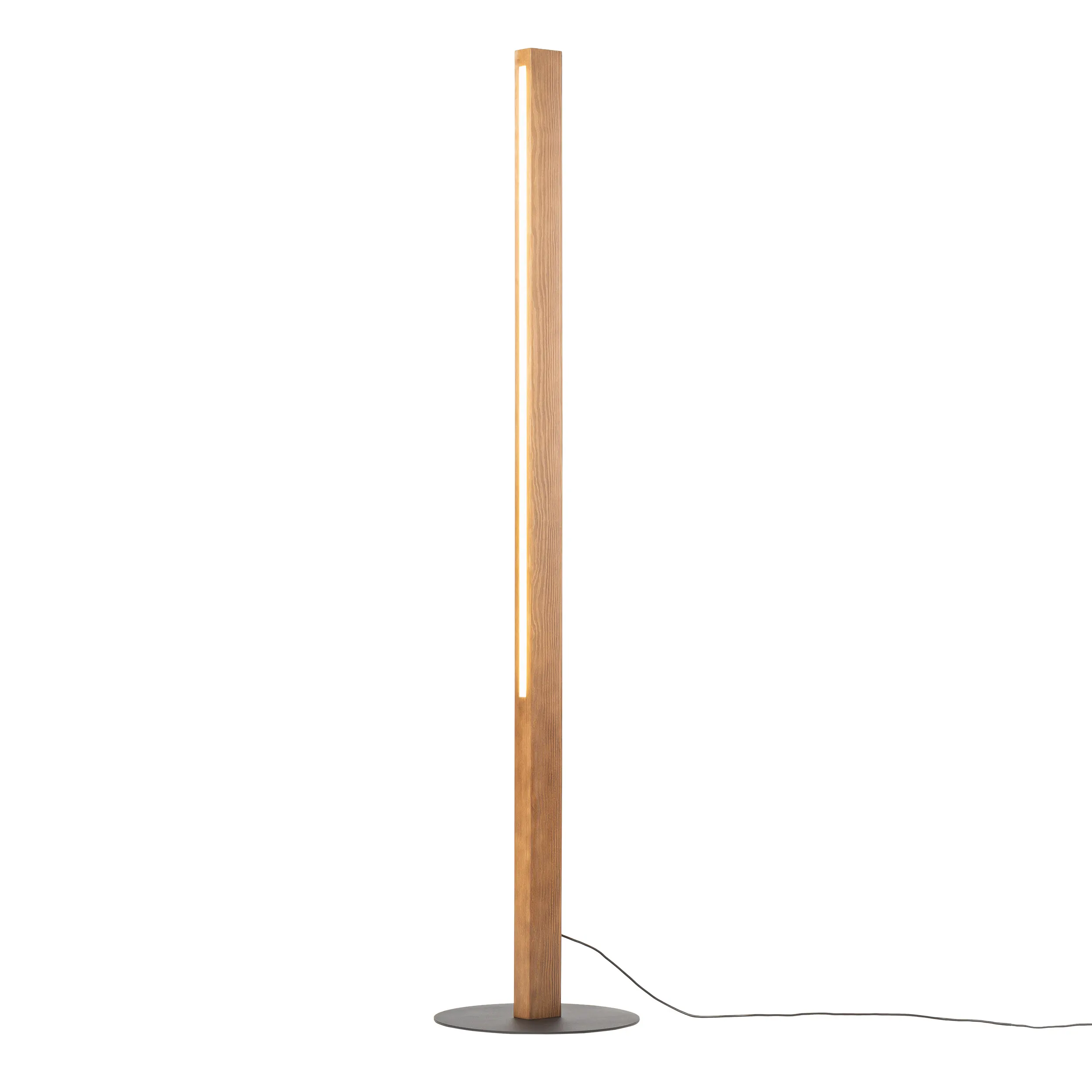 Lampa podłogowa TEO LED czarna podstawa ciemne drewno orzech 42x17cm - TK_1410