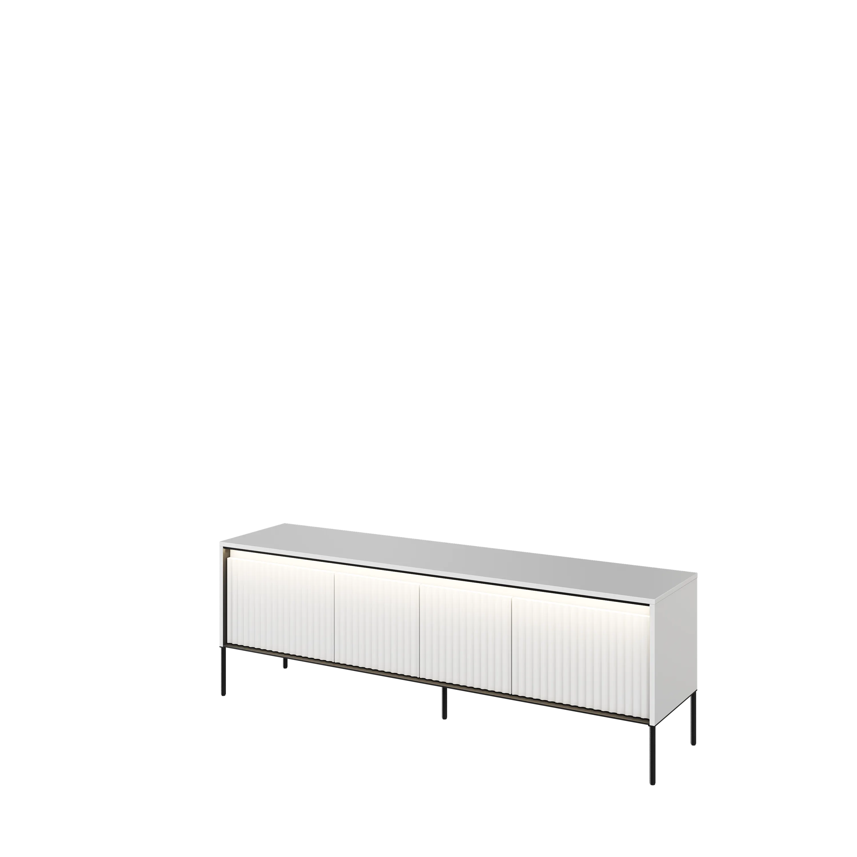 Szafka RTV z oświetleniem TREND TR-05 4D 166cm ryflowana biały/czarny - TR5BIC-V2