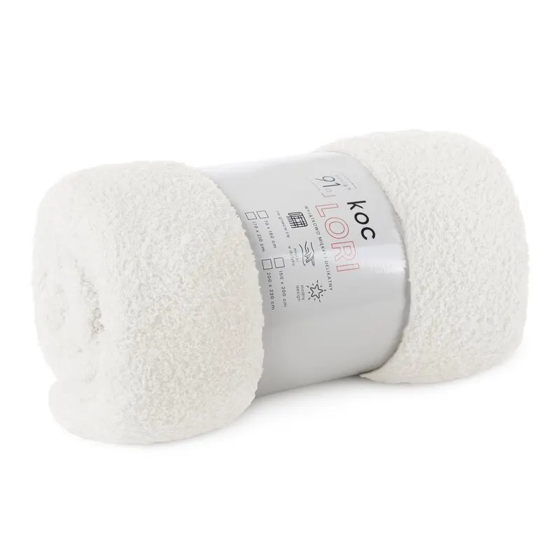 Miękki polarowy koc D91 LORI 200 X 220 cm Biały - EU_452294