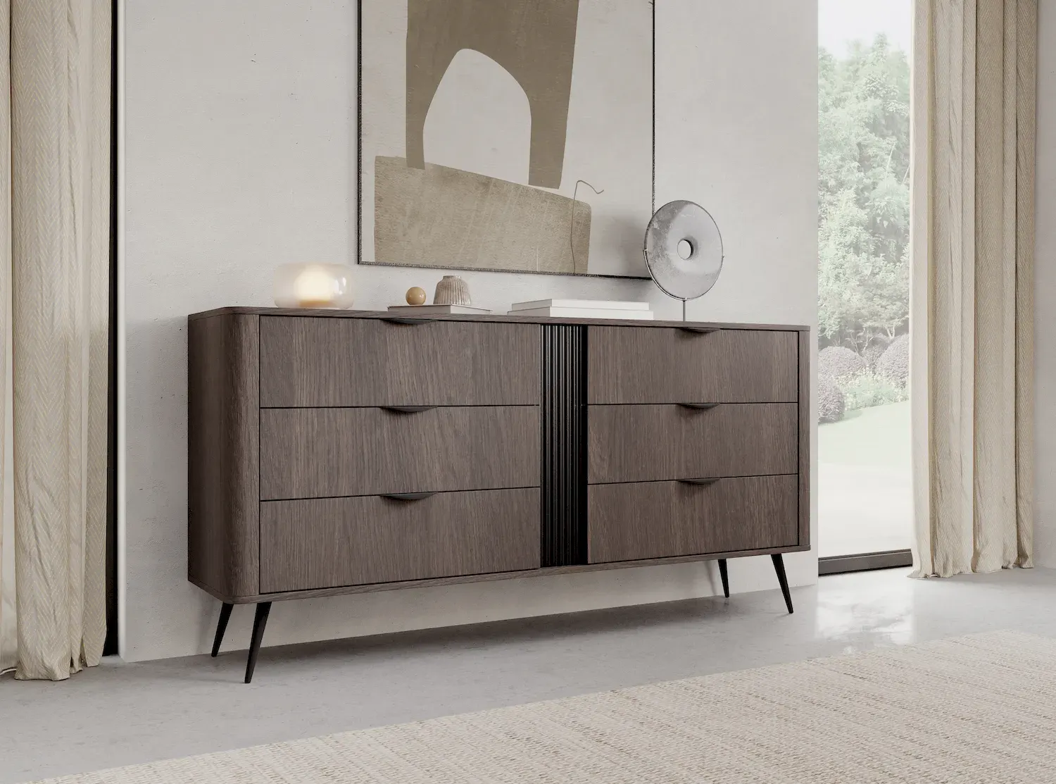 Komoda z 6 szufladami VERIS 163 dąb dunin czarny - LA_VERIS_KOMODA_163_6S