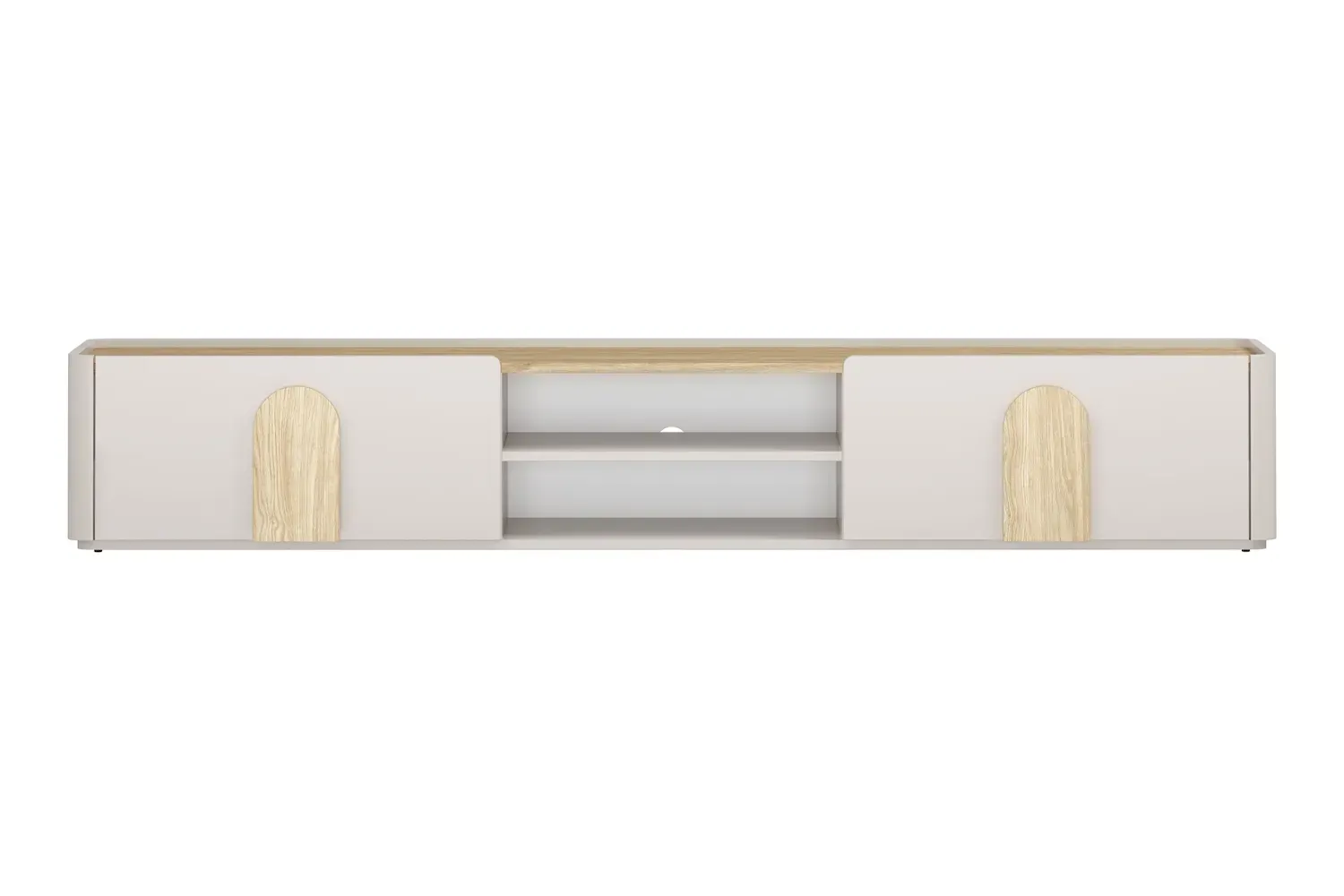 Szafka RTV z klapą i szufladą AMILIO 220 - cashmere dąb olejowany uchwyty dąb jasny - B_169216