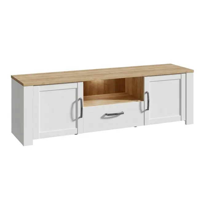 Szafka RTV CHISBURY- dąb riviera, modrzew jasny sibu - BHLT131-M482