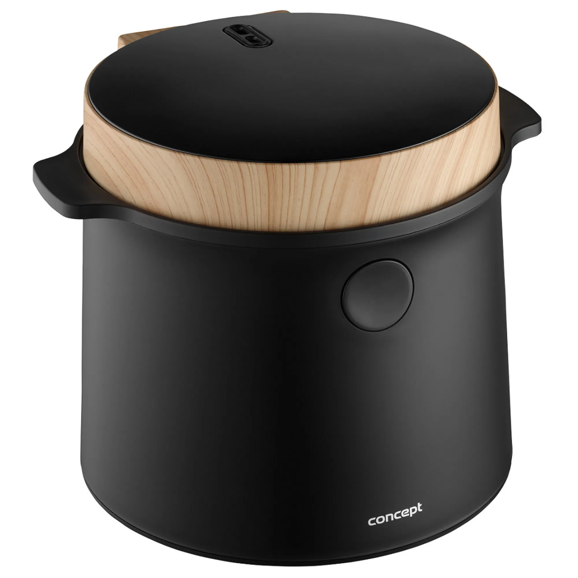 kocioł elektryczny, podgrzewacz, drewno imitacja, czarny, garnkowy uchwyt