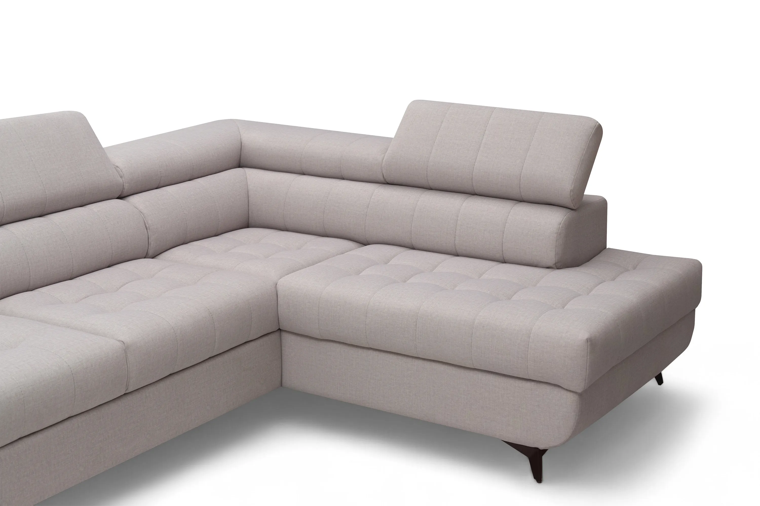 Narożnik prawostronny VALORIS L regulowane zagłówki i podłokietniki tkanina Maya 01 beżowy - B_162433