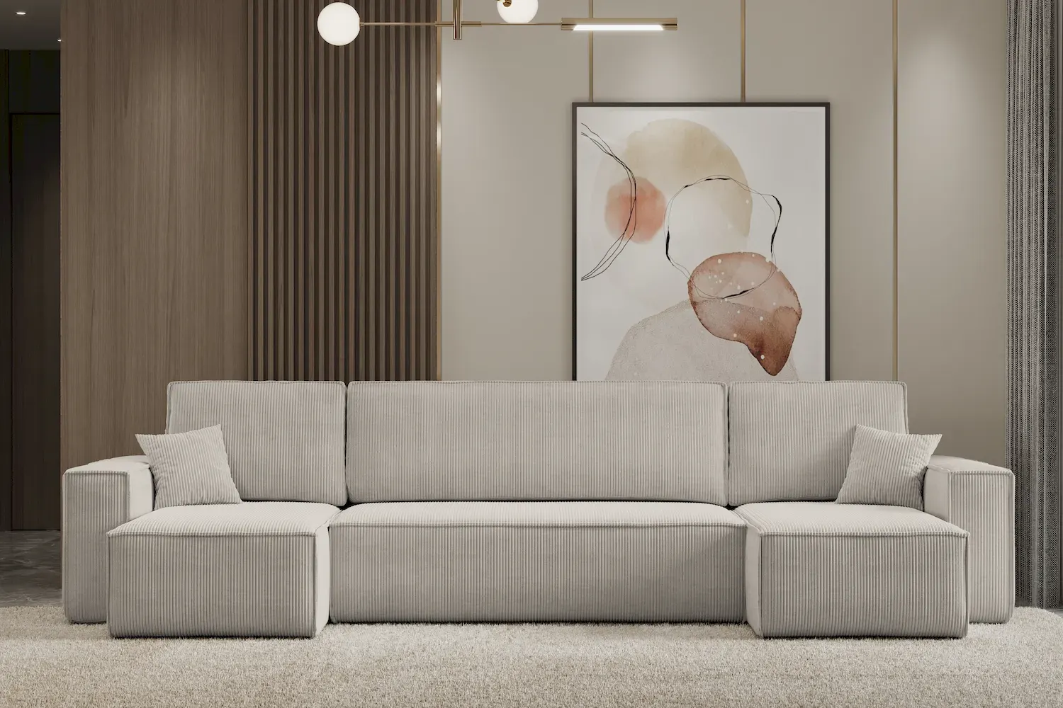 Narożnik uniwersalny KARL U rozkładany tkanina Poso 100 waniliowy - NAROZNIK_KARL_U_POSO100