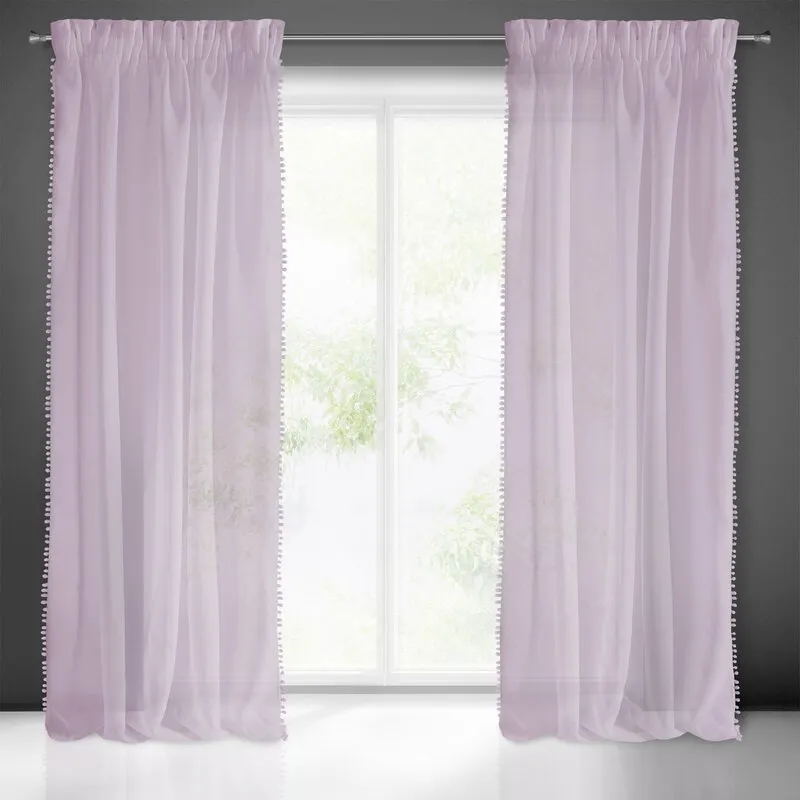 FIRANA GOTOWA ALMINA NA TAŚMIE 140 X 270 CM LILIOWY FIRANA GOTOWA ALMINA NA TAŚMIE 140 X 270 CM LILIOWY