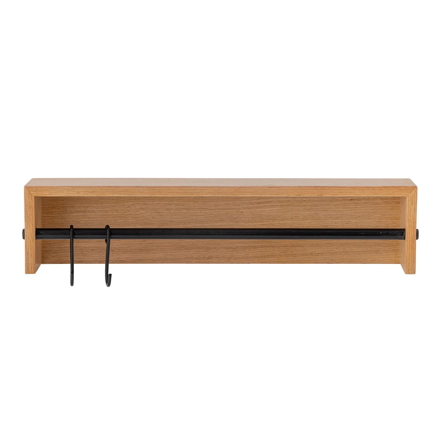 Półka ścienna RYDER z drążkiem i 2 haczykami 46 cm naturalny czarny