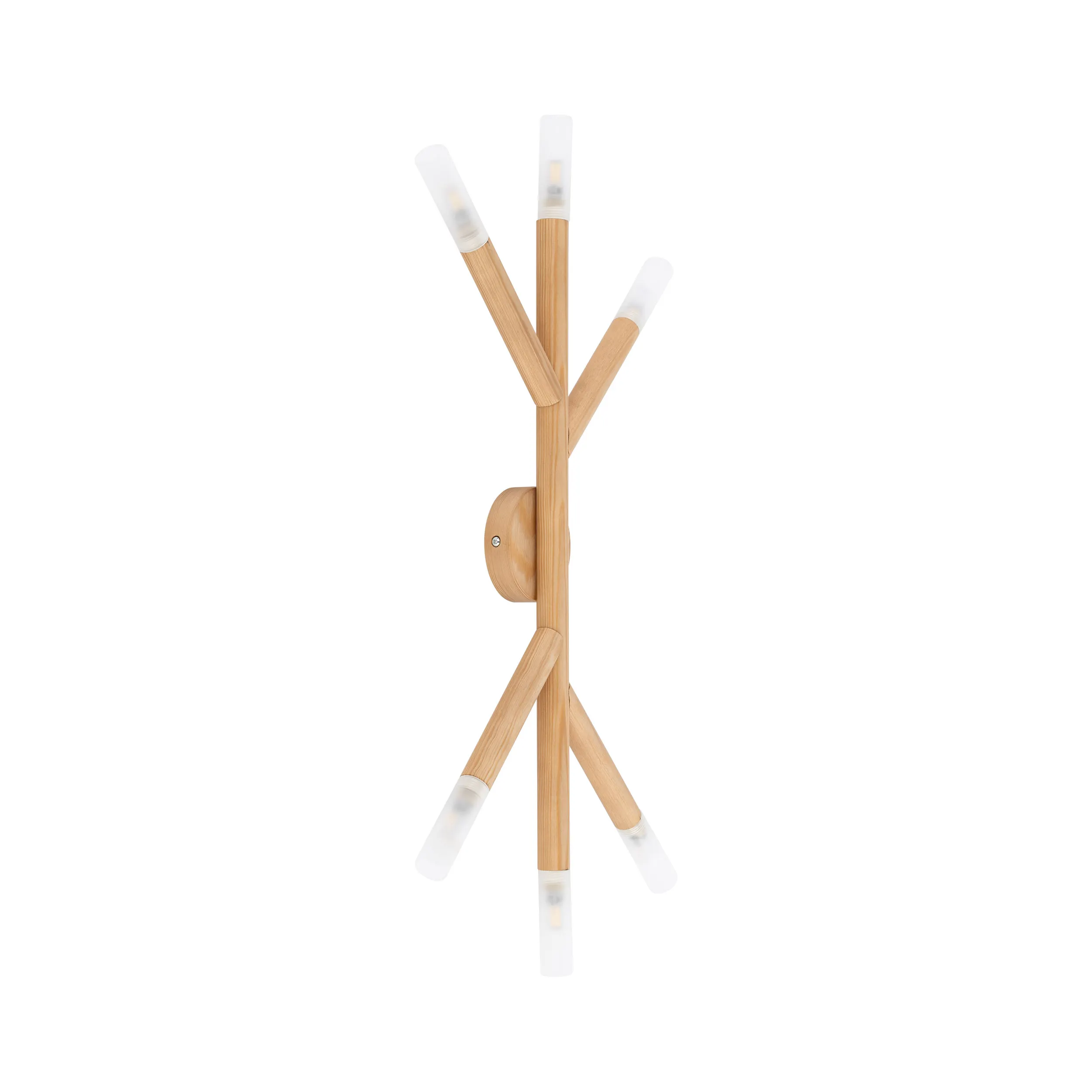 Plafon / Kinkiet NOBLE jasny drewniany z mlecznymi kloszami 66x35x5cm