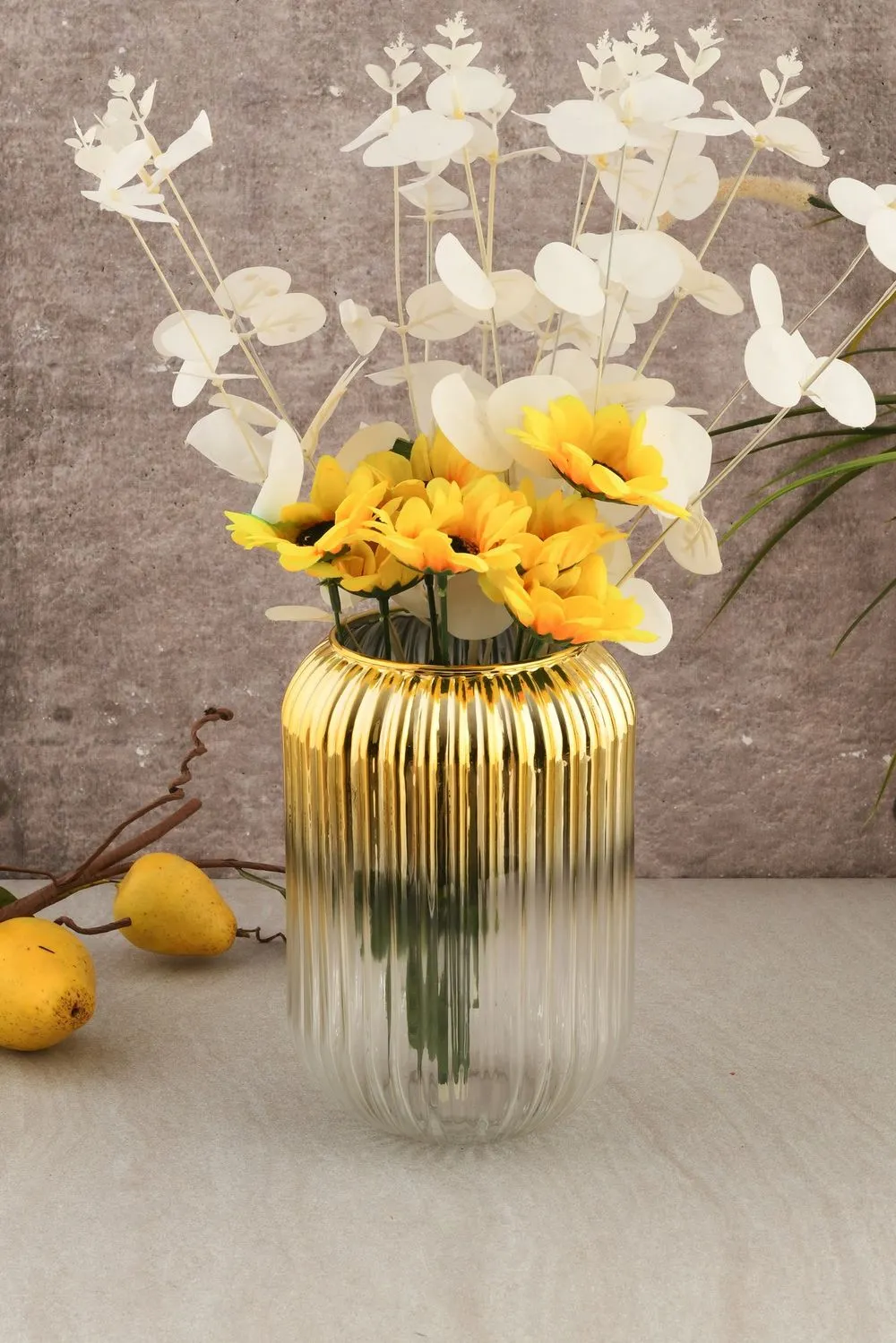 Wazon szklany cieniowany LINE D20G 10x10x20 cm złoty - ASI_329SBL1103