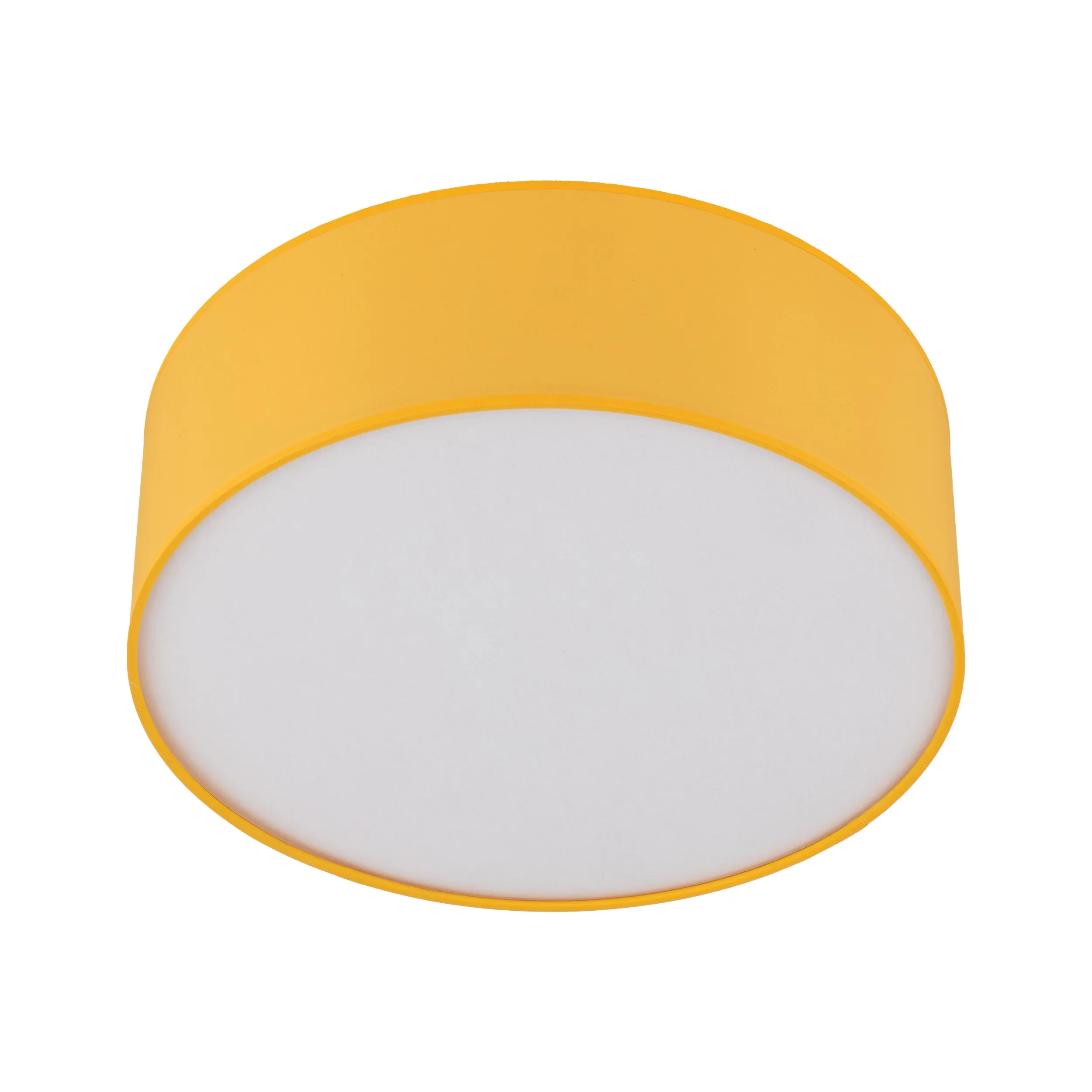 Lampa sufitowa NICOLA żółta z tkaniny z białym kloszem okrągła 38x14cm - TK_10154