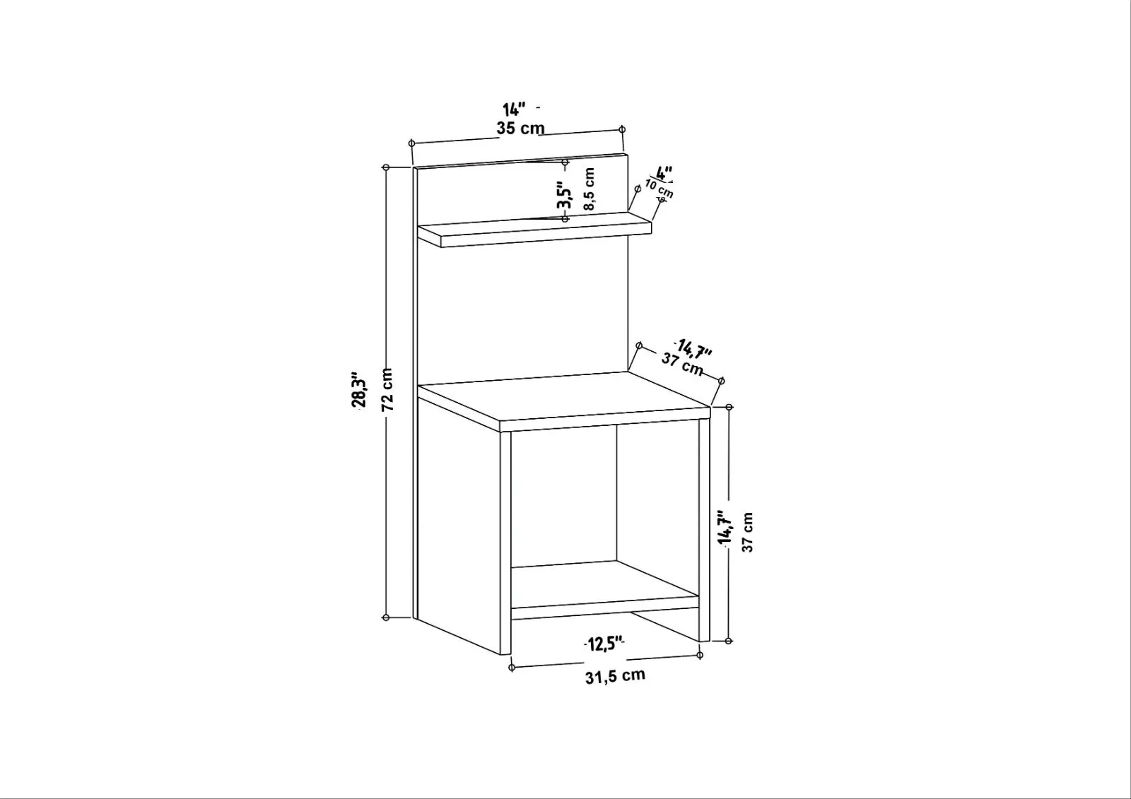 Szafka nocna otwarta z panelem i 2 półkami ULLMAN 36x38x72 cm dąb naturalny - ASI_322RTC1618