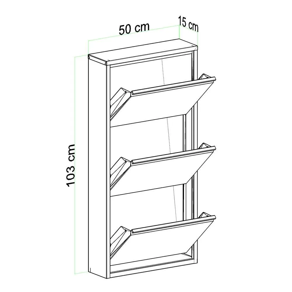 Szafka na buty metalowa 3 PIECE 50x103 cm biała — zdjęcie 9