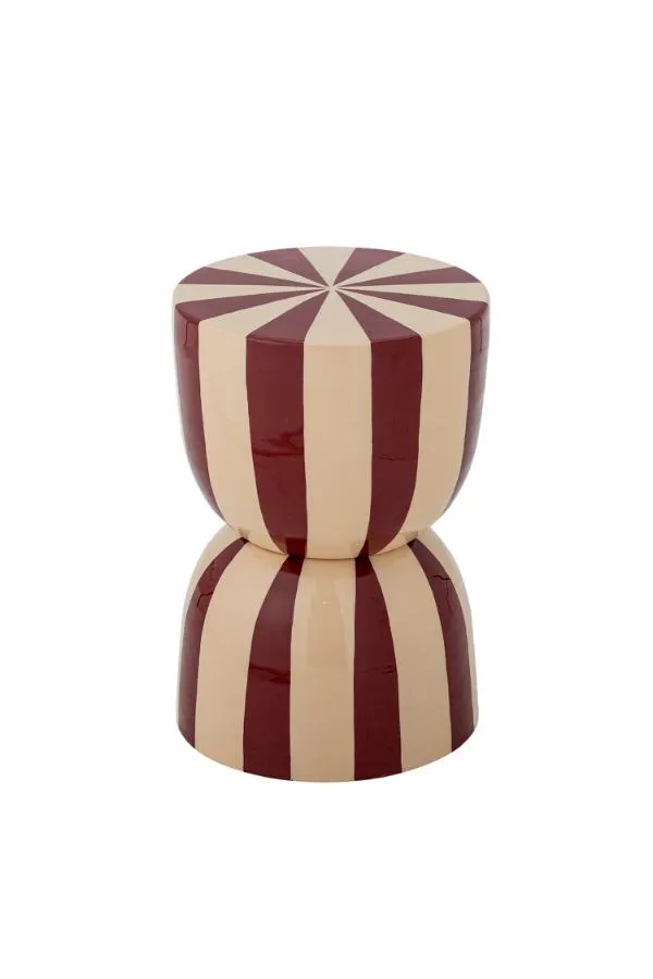 image stool, drewniany, pasy, dwukolorowy, okrągły