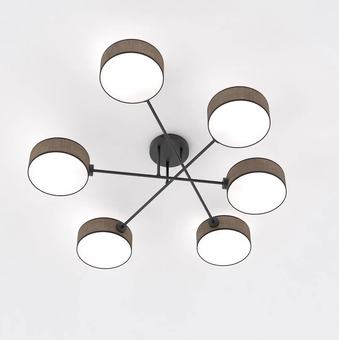 Lampa sufitowa plafon MAGA 6 abażur brązowa - 1569/6