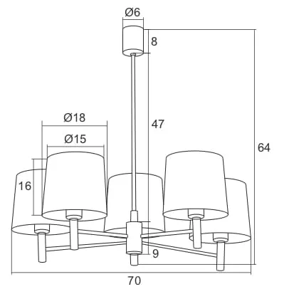 Żyrandol BOLZANO PLUS metalowy chromowany kremowy 71x63 cm_Drewmax_02 image