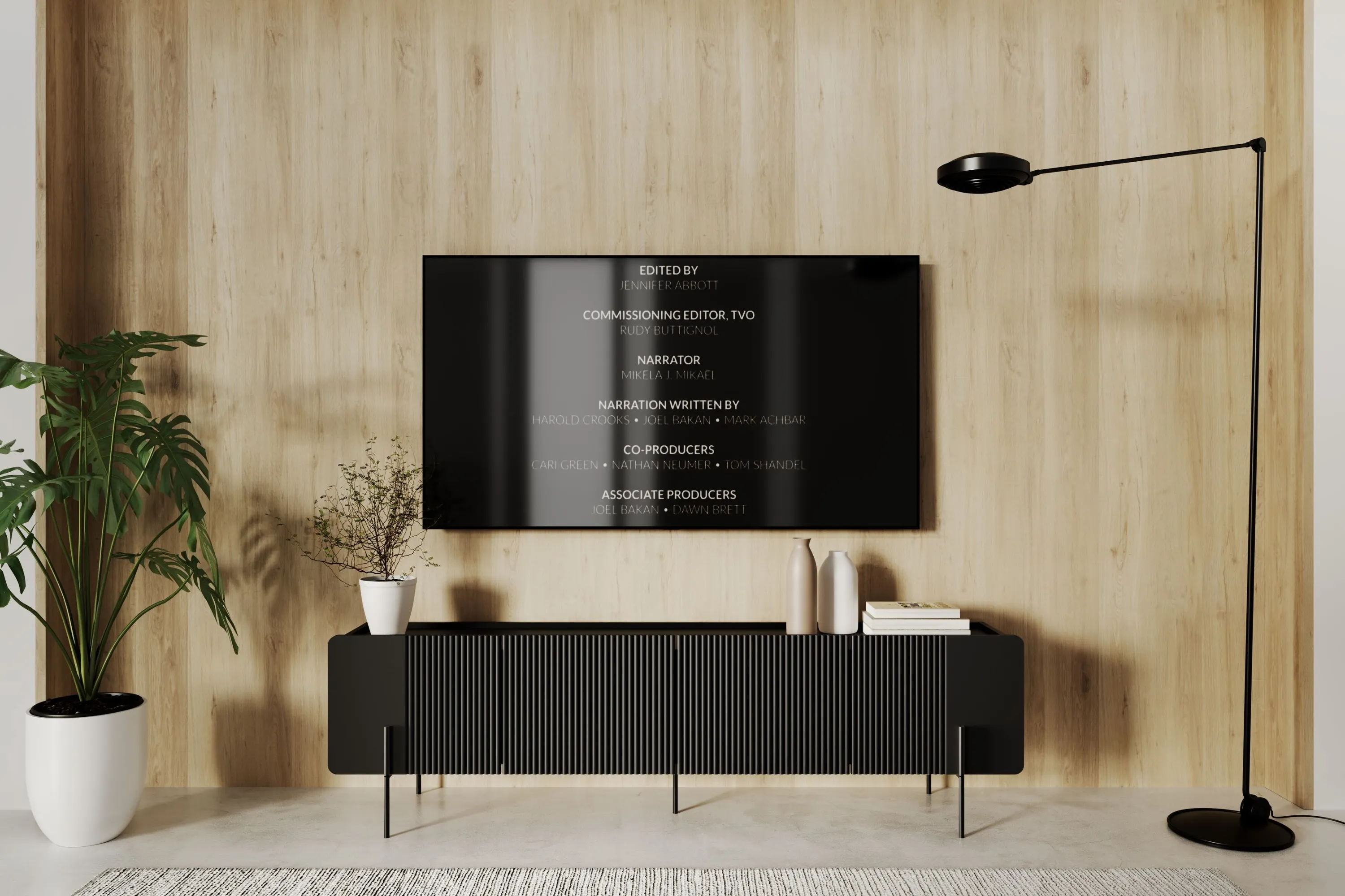 Szafka RTV 2-drzwiowa z 2 szufladami MALMI 200cm - czarna - czarne nogi - B_166978