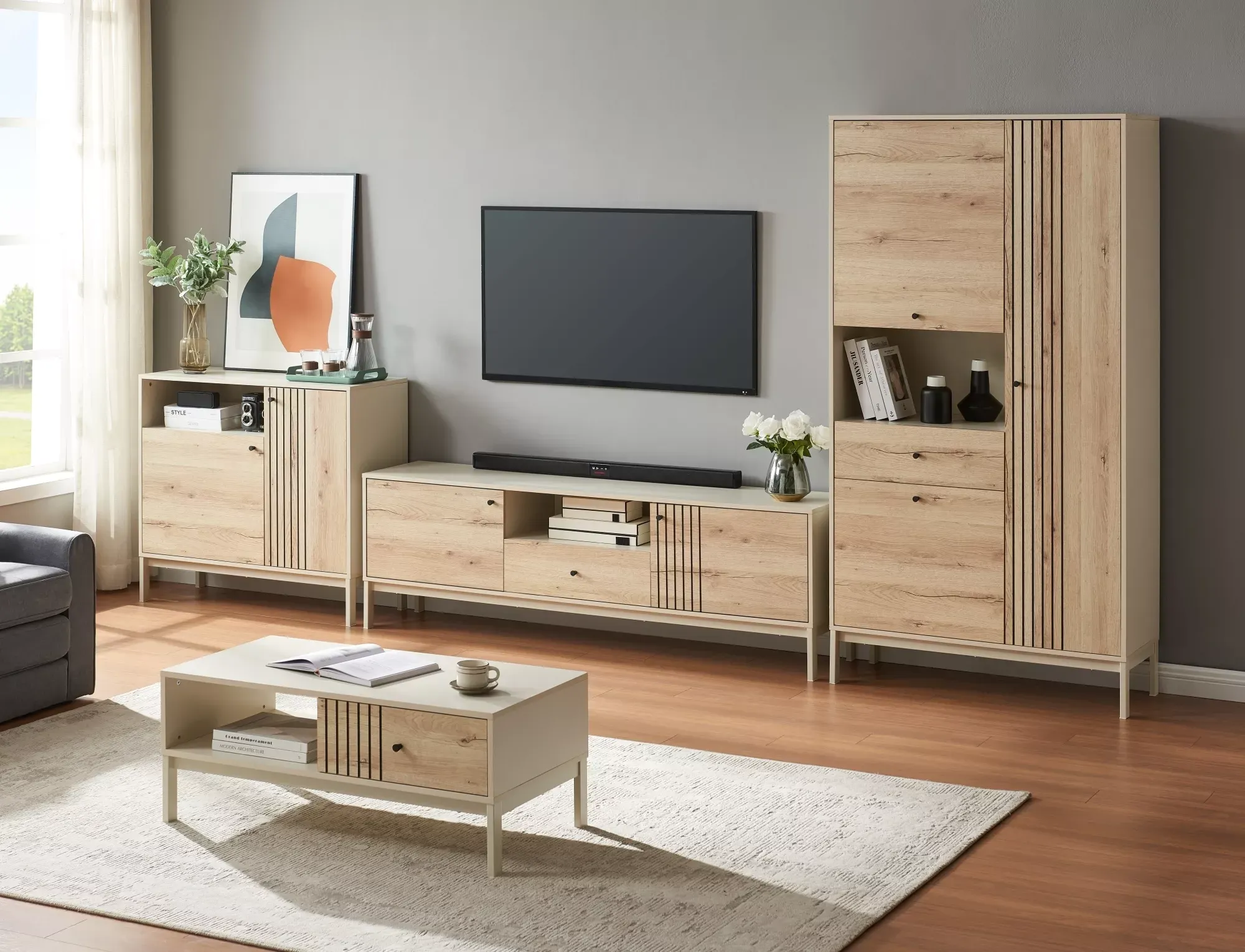 Regał z szufladą i półkami FROST R1 40x100 dąb alpejski/złamana biel - FROSTR1